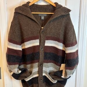 NWT Banana Republic XL Wool Mohair Cardigan - Thick Luxury Stripe
